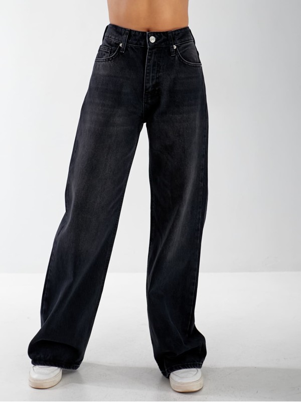 Джинси Burgas Wide leg жіночі чорного кольору 33057