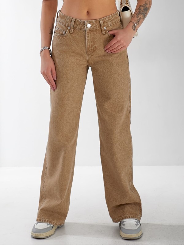 Джинси Stanley Wide leg жіночі бежевого кольору 33060