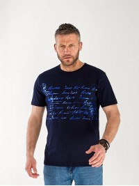 Чоловіча футболка з написом синього кольору 33468