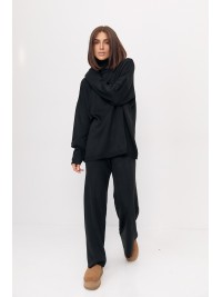 Теплий жіночий в'язаний костюм oversize - чорний