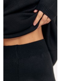 Теплий жіночий в'язаний костюм oversize - чорний