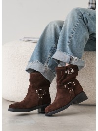 Черевики з ремінцями замша brown 8441-28