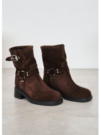 Черевики з ремінцями замша brown 8441-28