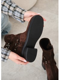 Черевики з ремінцями замша brown 8441-28