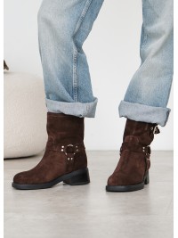 Черевики з ремінцями замша brown 8441-28