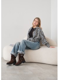 Черевики з ремінцями замша brown 8441-28