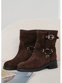 Черевики з ремінцями замша brown 8441-28