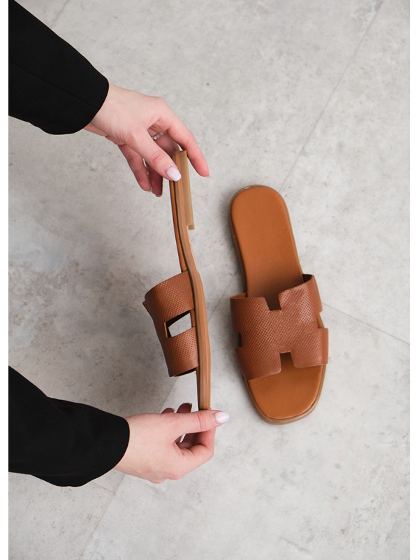 Шльопанці шкіряні brown 8445-28