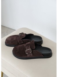Шльопанці клоги замша brown 8465-28