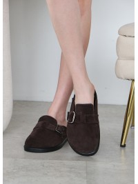 Шльопанці клоги замша brown 8465-28