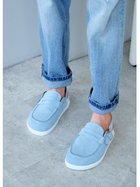 Клоги Barefoot замша блакитний 8477-28