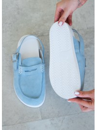 Клоги Barefoot замша блакитний 8477-28