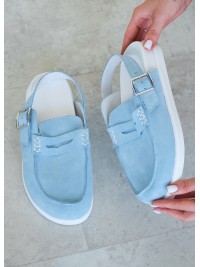 Клоги Barefoot замша блакитний 8477-28