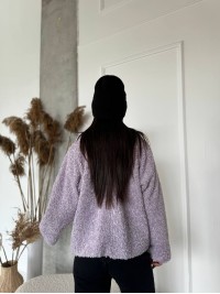 Жіноча коротка шуба з букле лiлового кольору 29809