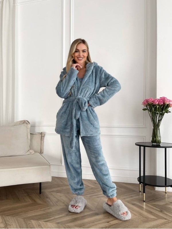 Жіночий теплий костюм 3-ка для дому блакитного кольору 29822