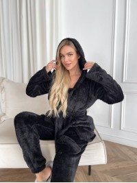 Жіночий теплий костюм 3-ка для дому чорного кольору 29823