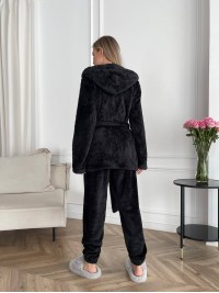 Жіночий теплий костюм 3-ка для дому чорного кольору 29823