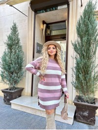 В'язане плаття в смужку пудрового кольору 29892