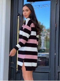 В'язане плаття в смужку чорного кольору 29893