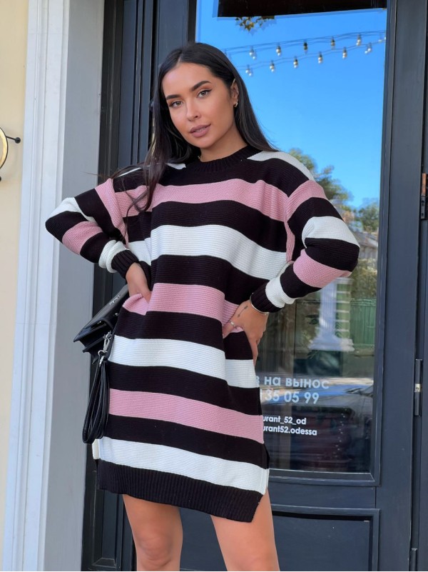 В'язане плаття в смужку чорного кольору 29893