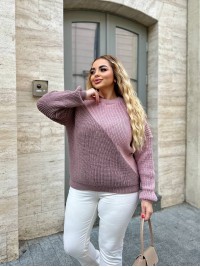 В'язаний жіночий светр пудрового кольору 29898