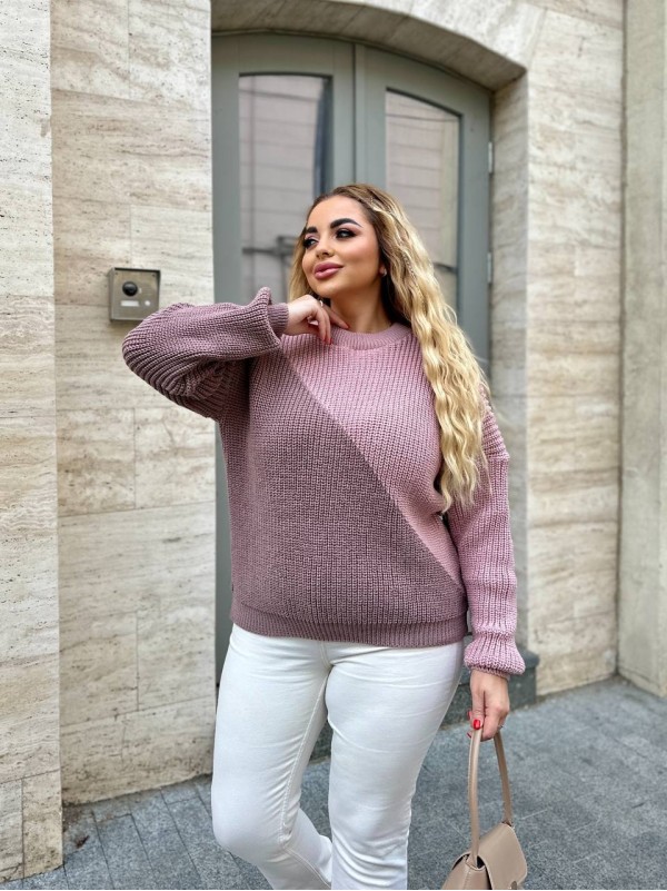 В'язаний жіночий светр пудрового кольору 29898