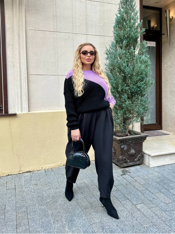 В'язаний жіночий светр бузкового кольору 29901