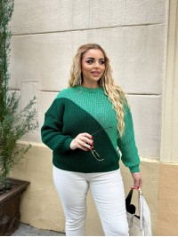 В'язаний жіночий светр зеленого кольору 29902