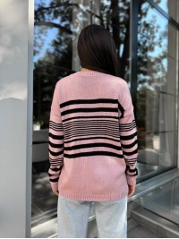 Подовжений жіночий светр із написом рожевого кольору 29903