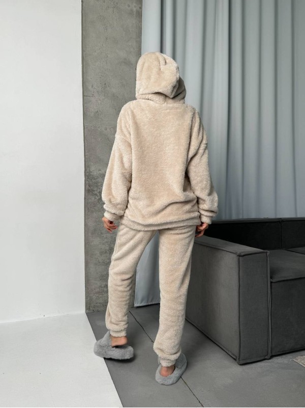 Жіночий костюм для дому з махри бежевого кольору 29908