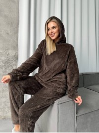 Жіночий костюм для дому з махри коричневого кольору 29909