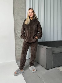 Жіночий костюм для дому з махри коричневого кольору 29909