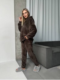 Жіночий костюм для дому з махри коричневого кольору 29909