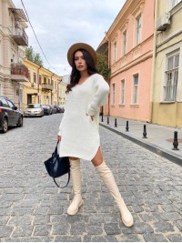 В'язана сукня-туніка молочного кольору 29939