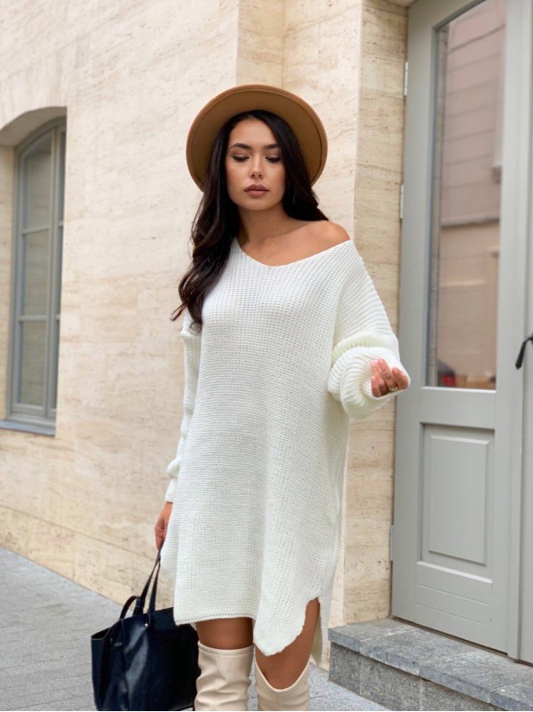 В'язана сукня-туніка молочного кольору 29939