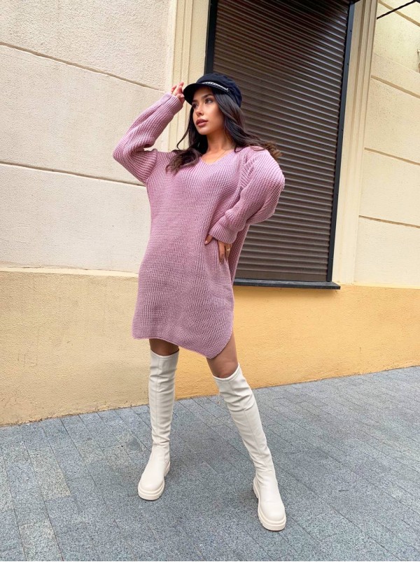 В'язана сукня-туніка пудрового кольору 29940