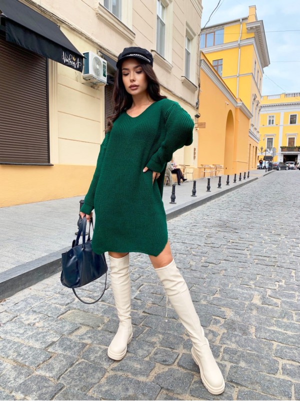 В'язана сукня-туніка смарагдового кольору 29941