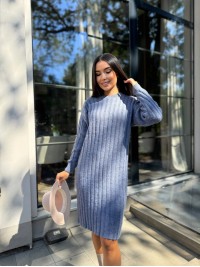 В'язана напіввовняна сукня синього кольору 29961