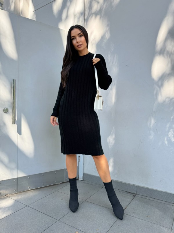 В'язана напіввовняна сукня чорного кольору 29962