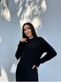 В'язана напіввовняна сукня чорного кольору 29962