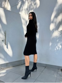 В'язана напіввовняна сукня чорного кольору 29962