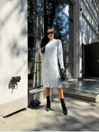 В'язана напіввовняна сукня сiрого кольору 29963