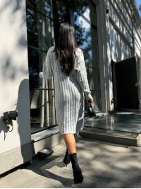 В'язана напіввовняна сукня сiрого кольору 29963