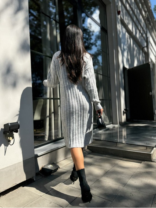 В'язана напіввовняна сукня сiрого кольору 29963