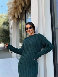 В'язана напіввовняна сукня зеленого кольору 29964