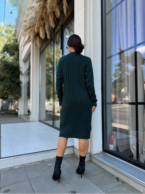 В'язана напіввовняна сукня зеленого кольору 29964