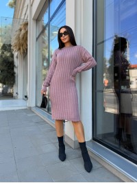 В'язана напіввовняна сукня пудрового кольору 29965