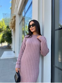 В'язана напіввовняна сукня пудрового кольору 29965