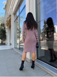 В'язана напіввовняна сукня пудрового кольору 29965