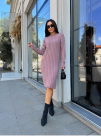 В'язана напіввовняна сукня пудрового кольору 29965
